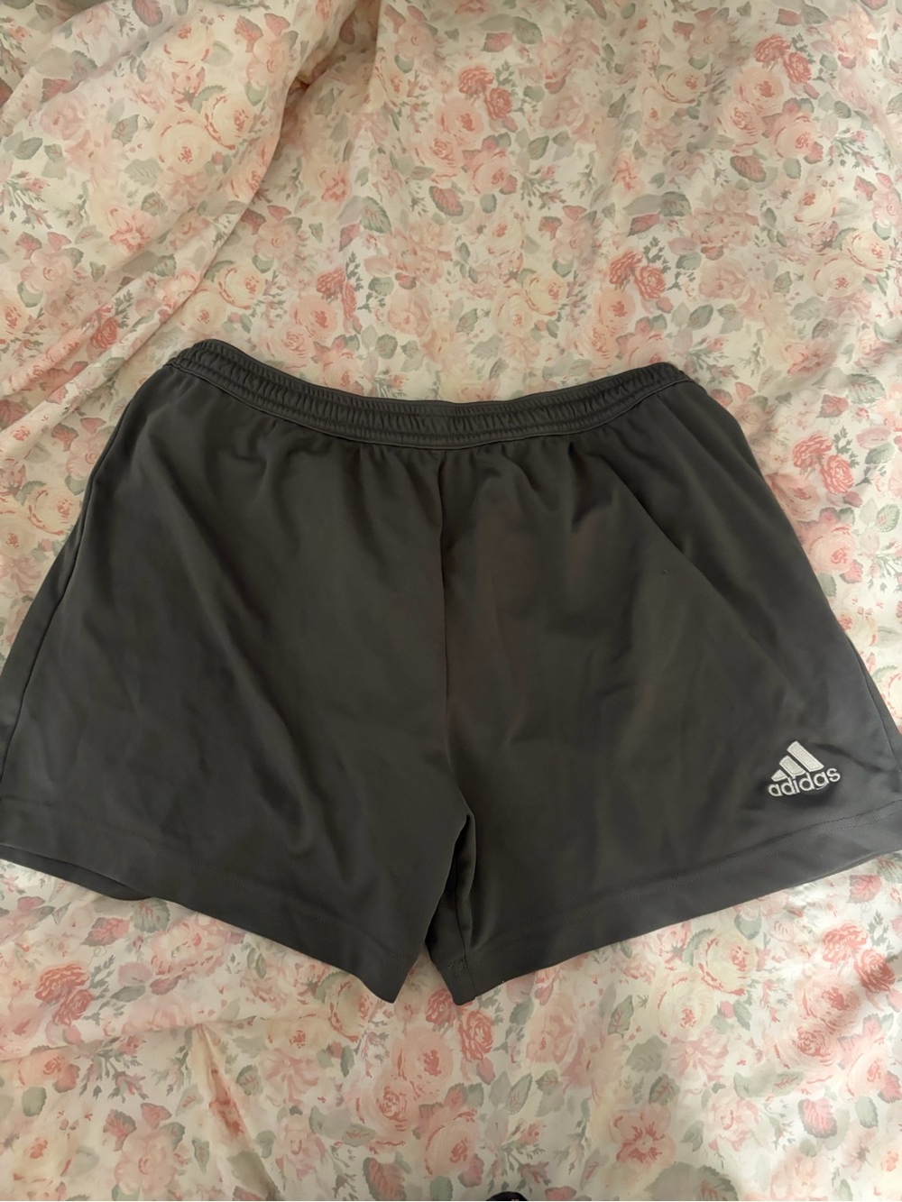 adidas Women's Dark Gray Athletic Shorts with Logo